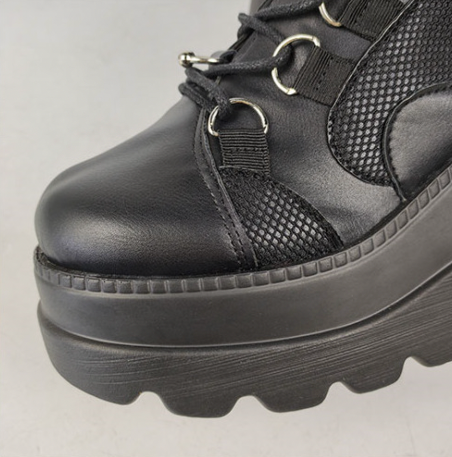 black punk combat boots