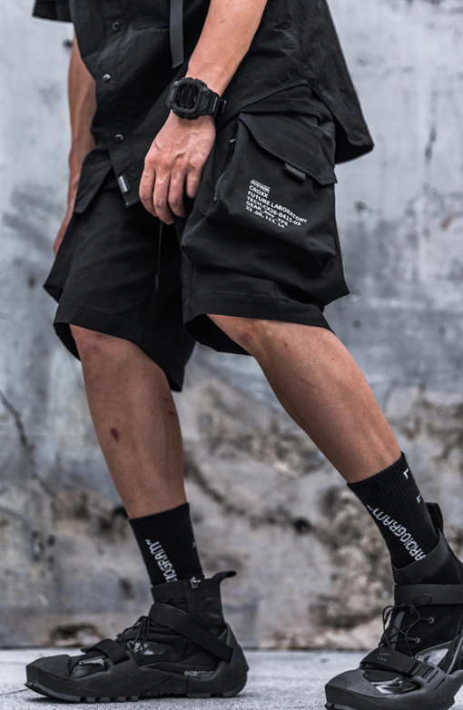 black cargo shorts