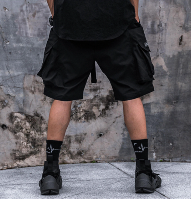 black cargo shorts