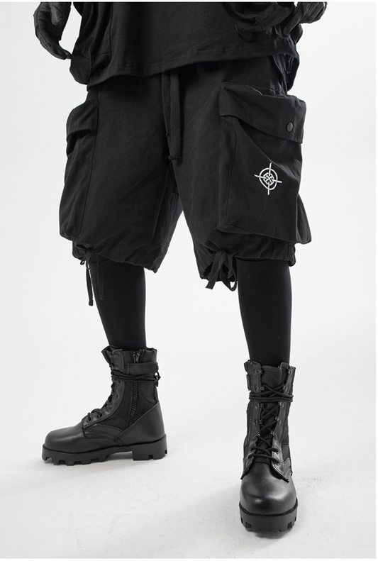 black tactical cargo shorts