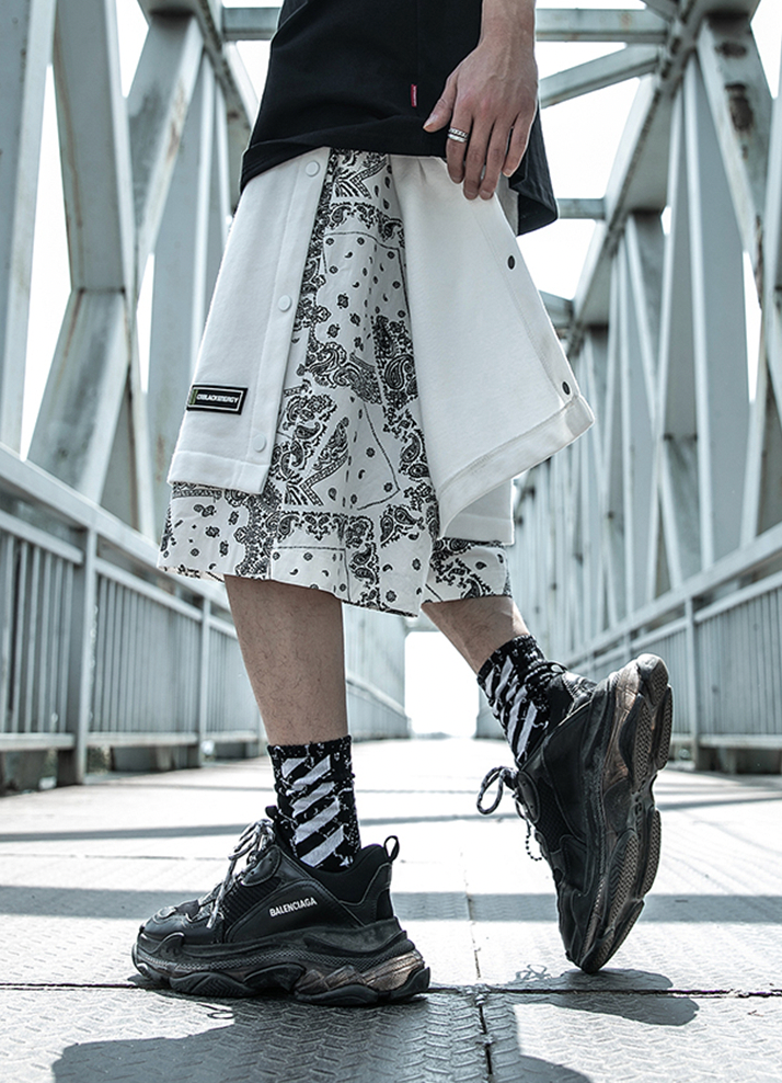 black and white bandana shorts