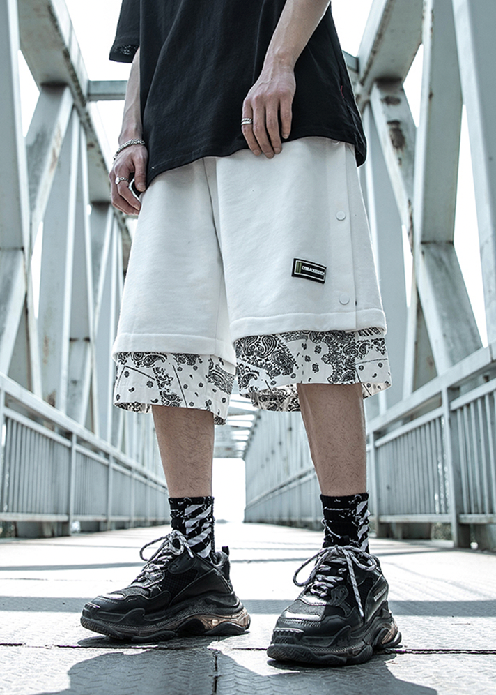 black and white bandana shorts