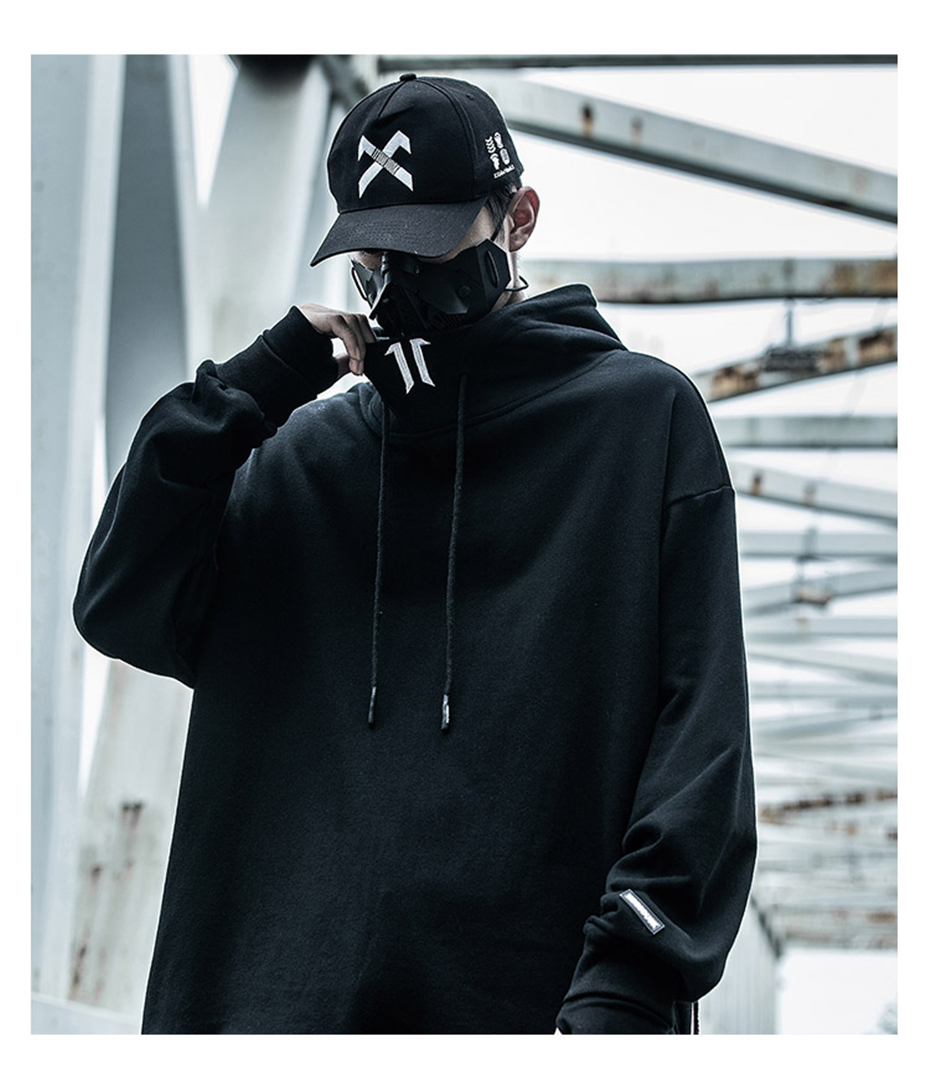 black techwear hoodie