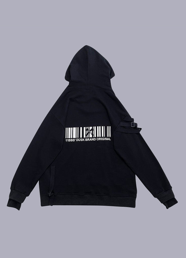 black techwear hoodie