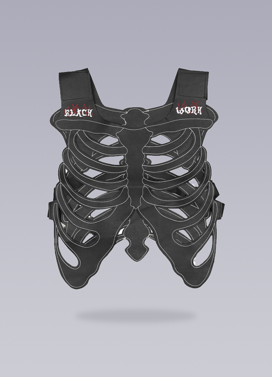 black work skeleton vest