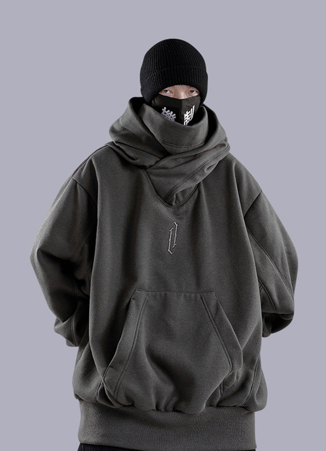 high collar hoodie