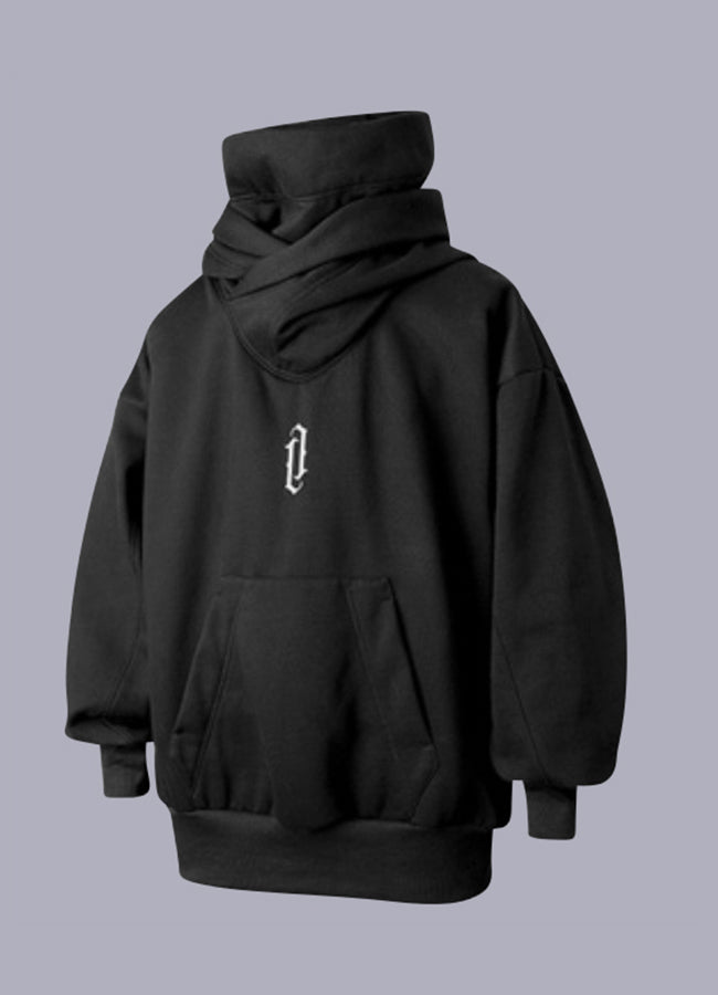 high collar hoodie