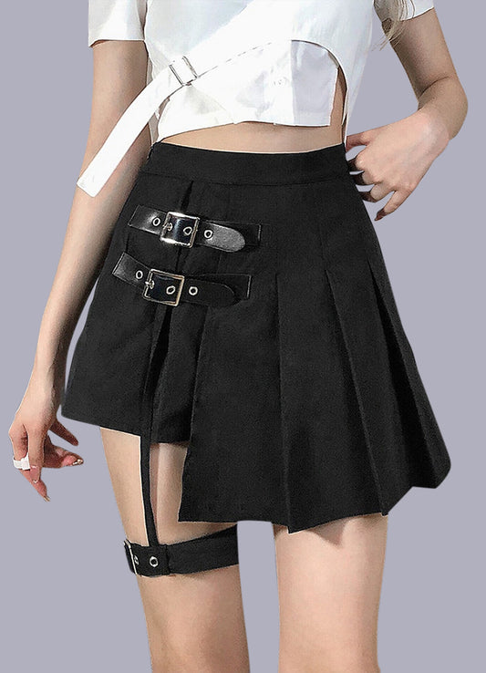 high pleated skirt