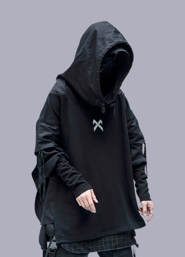 men's black streetwear hoodie