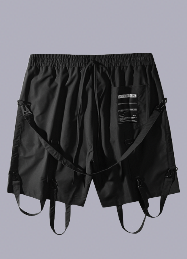 techwear ribbon shorts