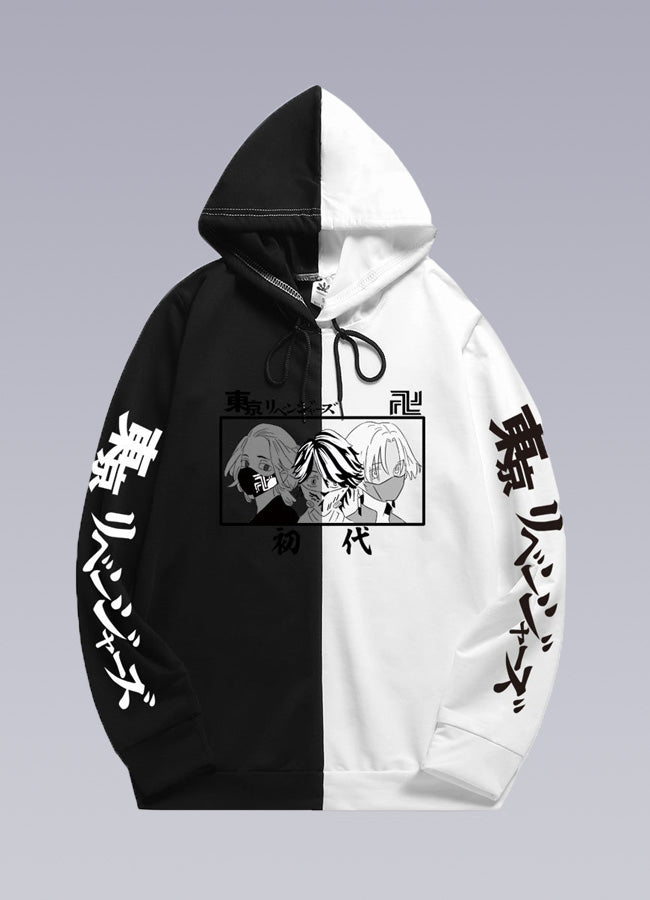 split black and white hoodie