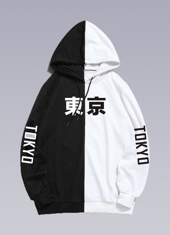 split black and white hoodie