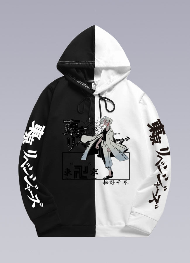 split black and white hoodie