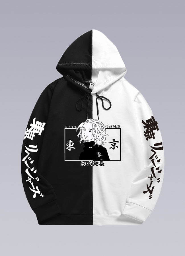 split black and white hoodie