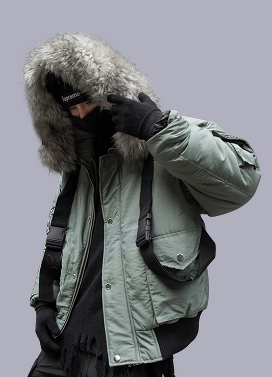 techwear green parka