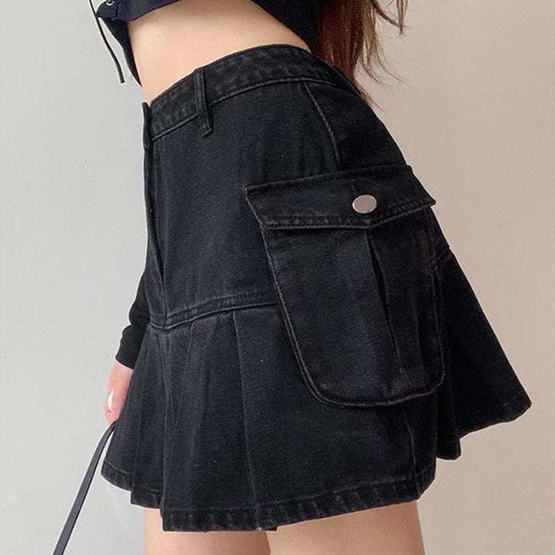 black cargo skirt mini