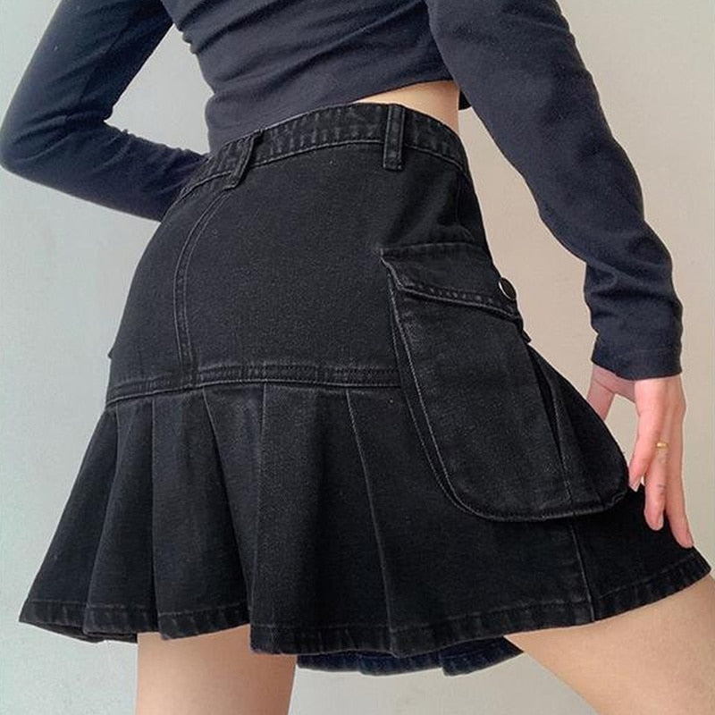 black cargo skirt mini