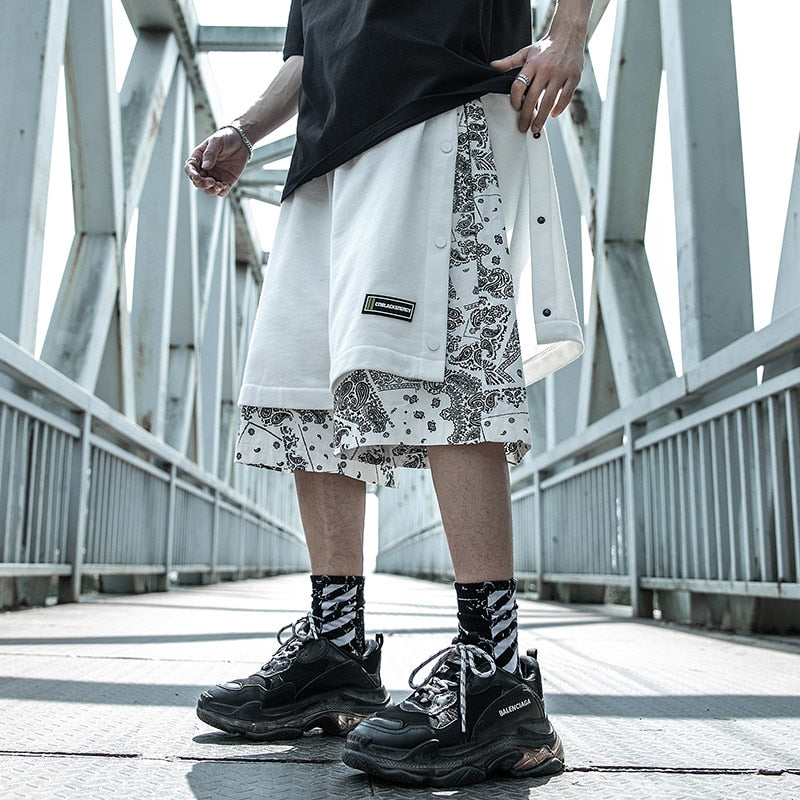 black and white bandana shorts