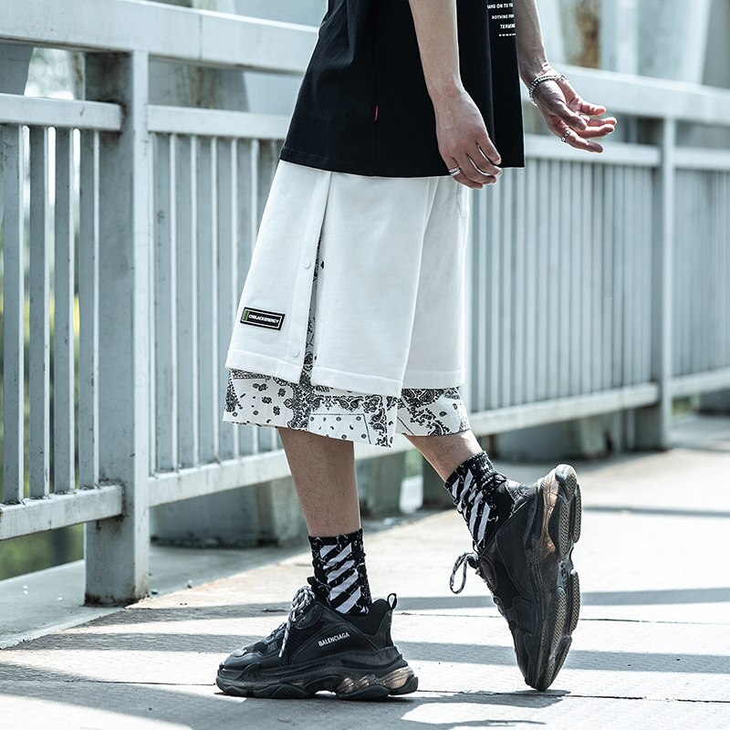 black and white bandana shorts