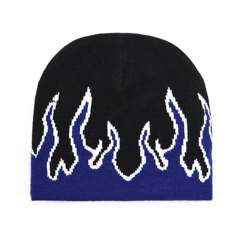 beanie with flames