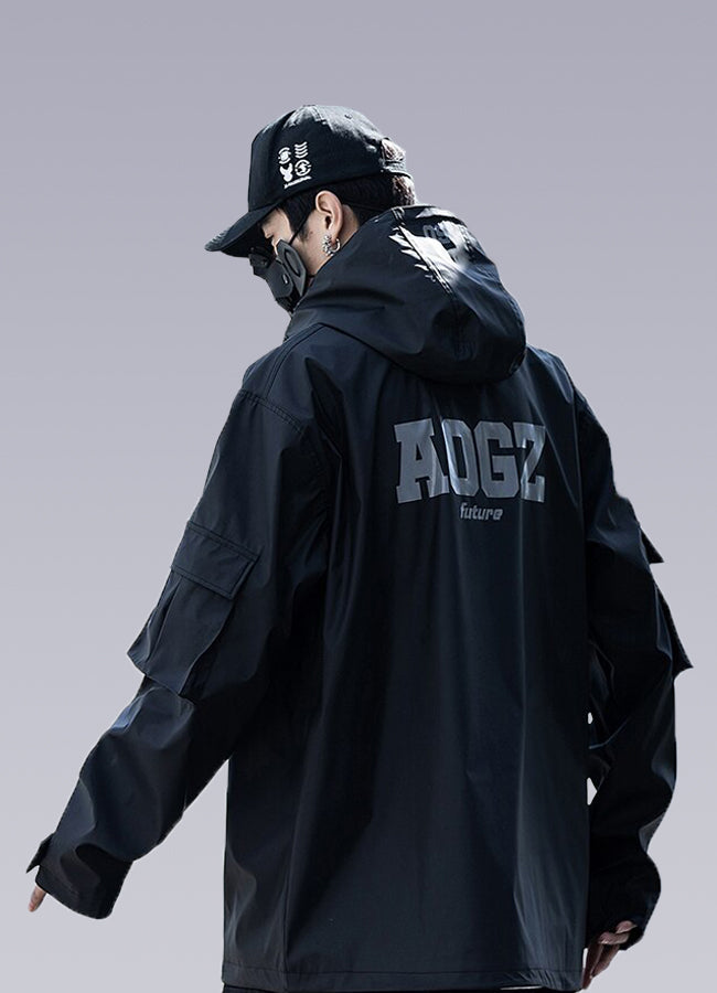 black techwear windbreaker