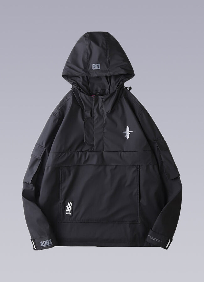 black techwear windbreaker