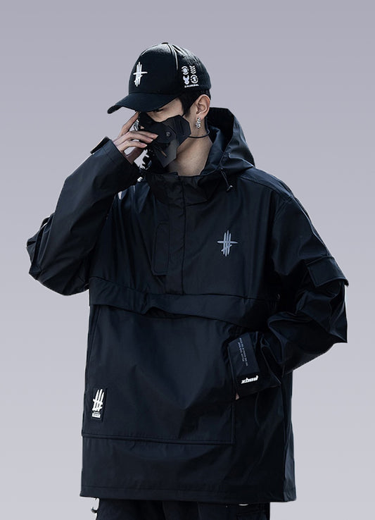 black techwear windbreaker