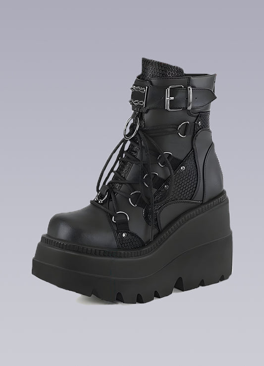 black punk combat boots